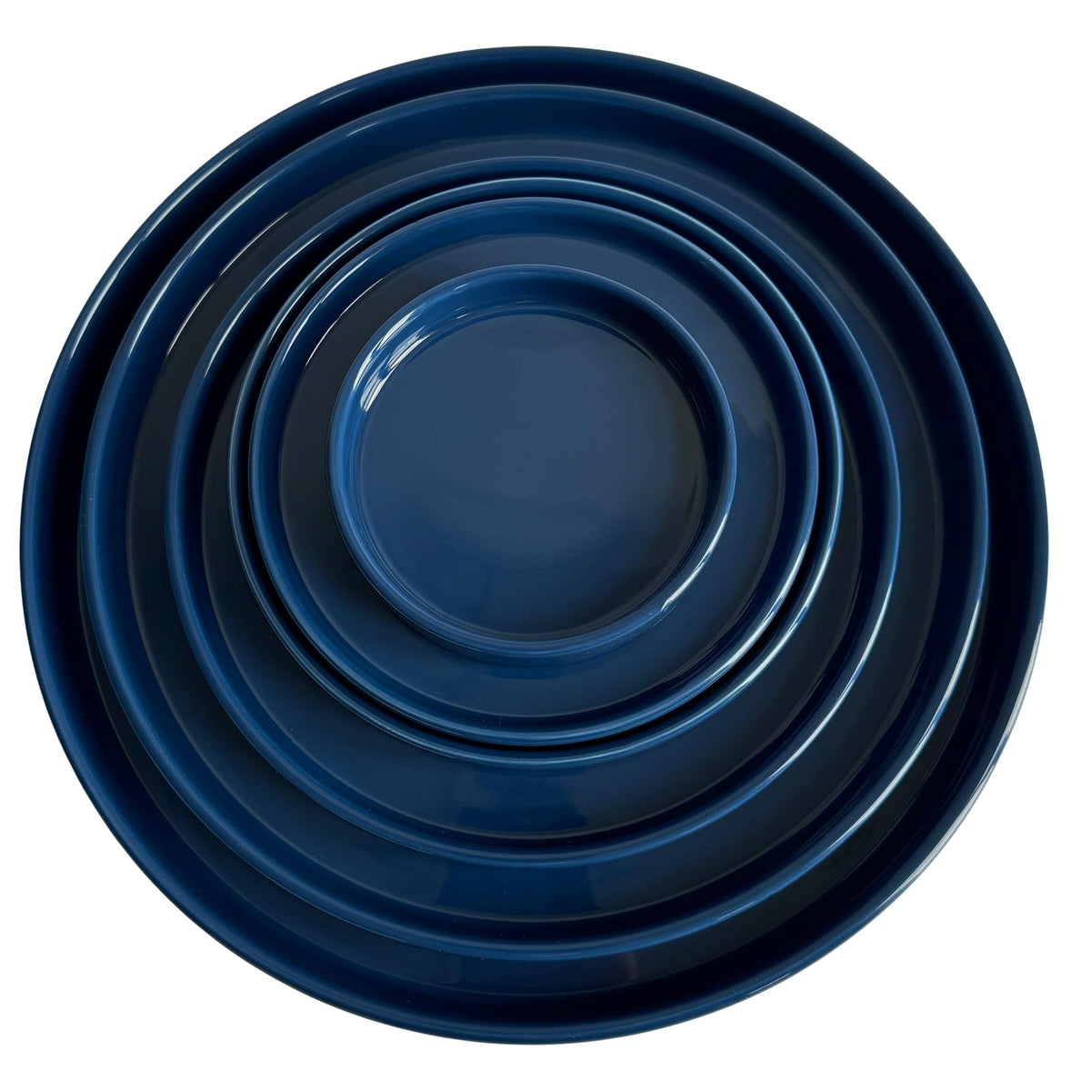 Yukfona 7-inch blue ceramic plant saucer bottom view highlights sturdy base.