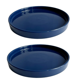 Yukfona 7-inch blue ceramic plant saucer protects surfaces and drains excess water.