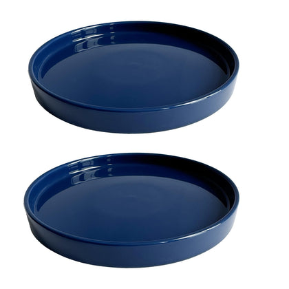 Yukfona 7-inch blue ceramic plant saucer protects surfaces and drains excess water.
