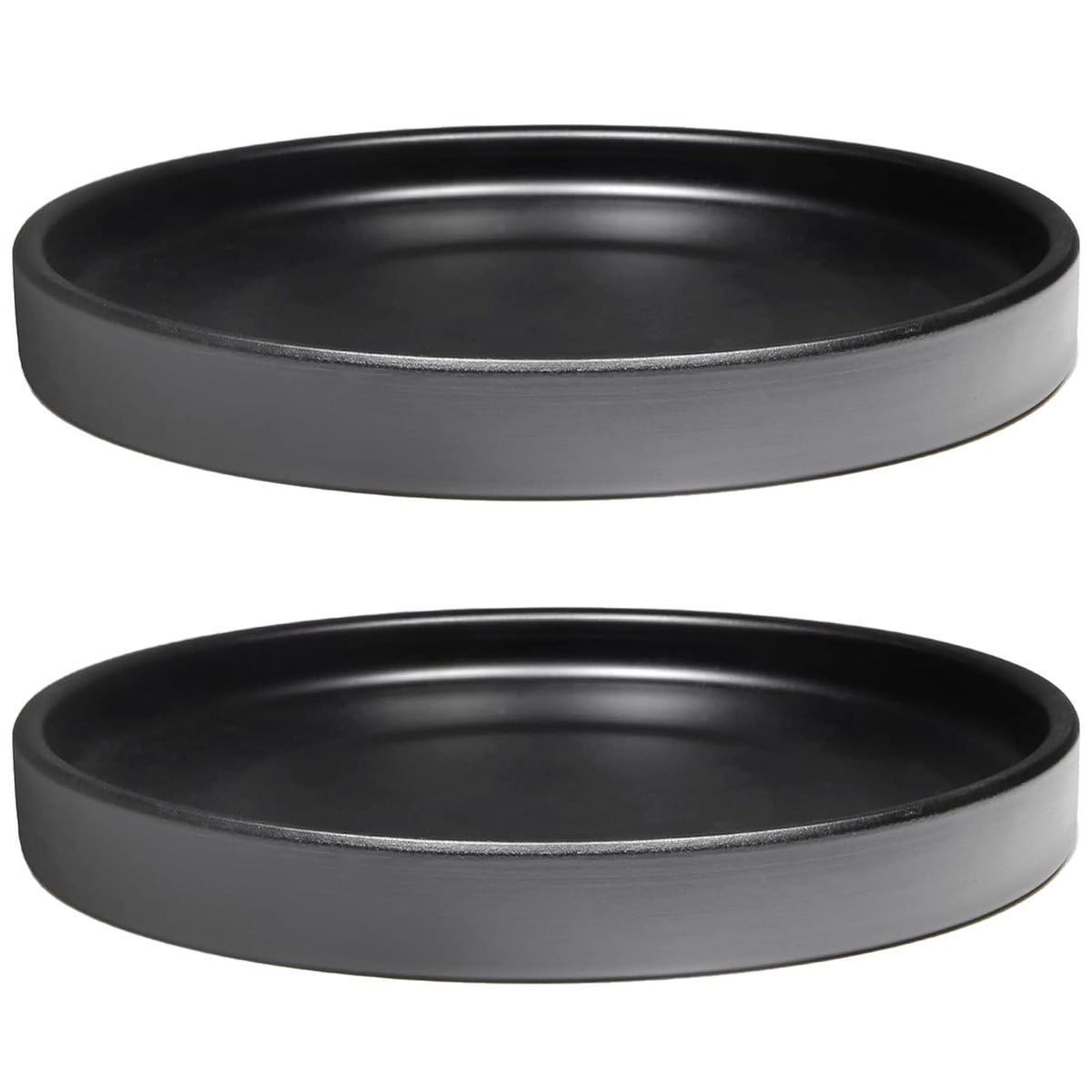 Yukfona ceramic plant saucer 8-inch glazed black protects floors from excess watering