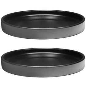 Yukfona ceramic plant saucer 8-inch glazed black protects floors from excess watering