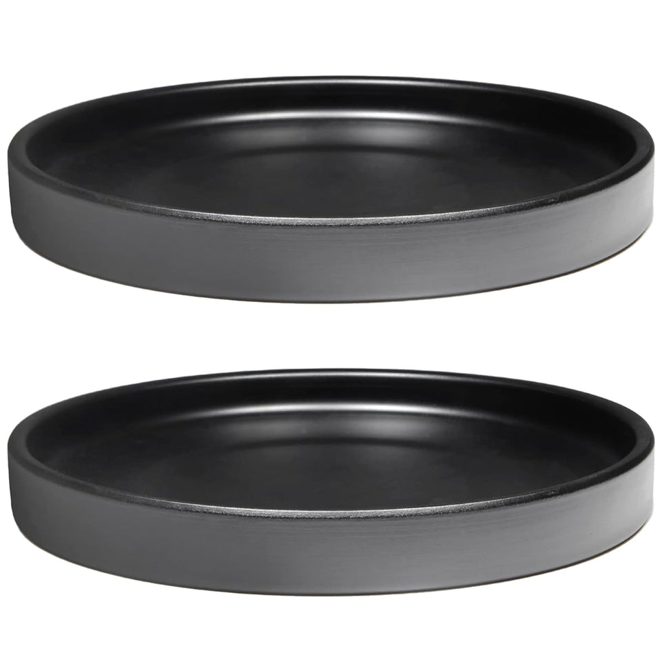 Yukfona ceramic plant saucer 8-inch glazed black protects floors from excess watering