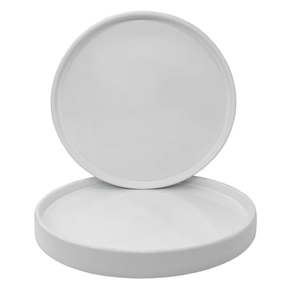 Yukfona 8-inch white ceramic plant saucer, durable indoor pot base.