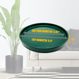 Yukfona ceramic plant saucer green 6 inch side view showing drainage rim