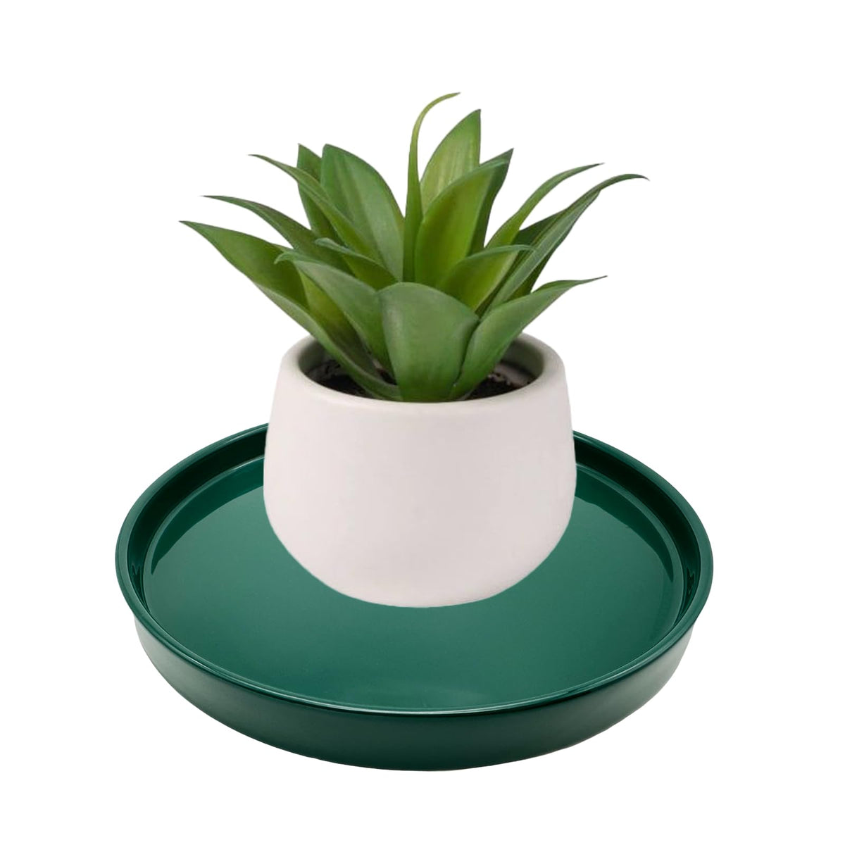 Yukfona ceramic plant saucer green closeup highlights waterproof surface and texture