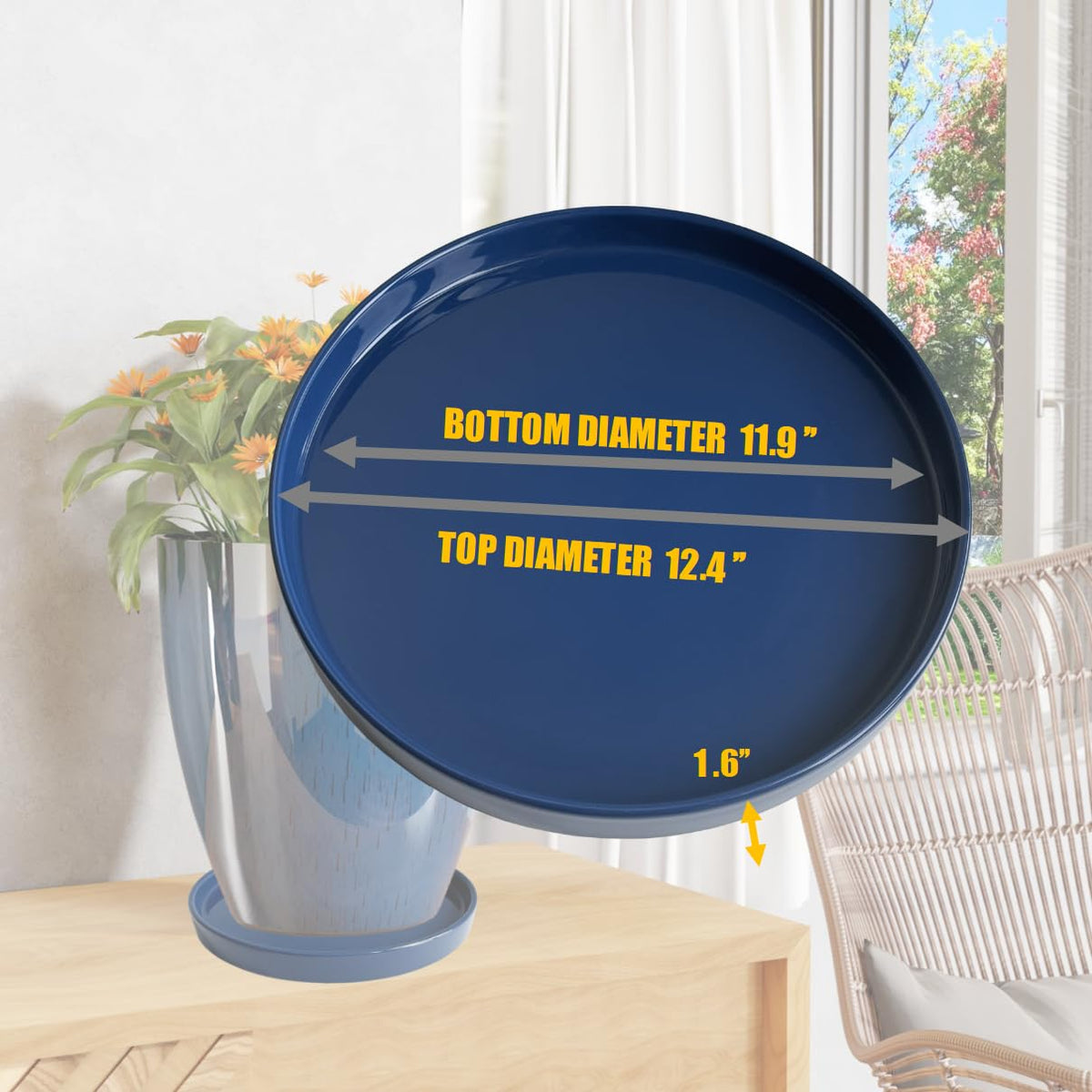 Yukfona ceramic saucer provides protective surface against spills and mess.