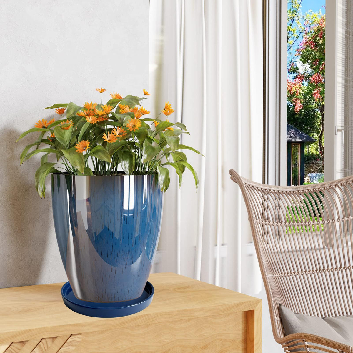 Yukfona drainage tray for pots catches excess water efficiently.