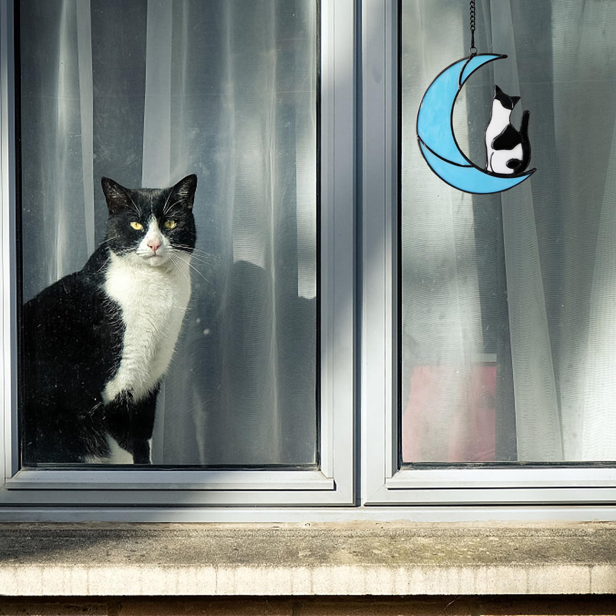 YULAIKUAI hand-cut stained glass cat memorial detail keeps memories alive