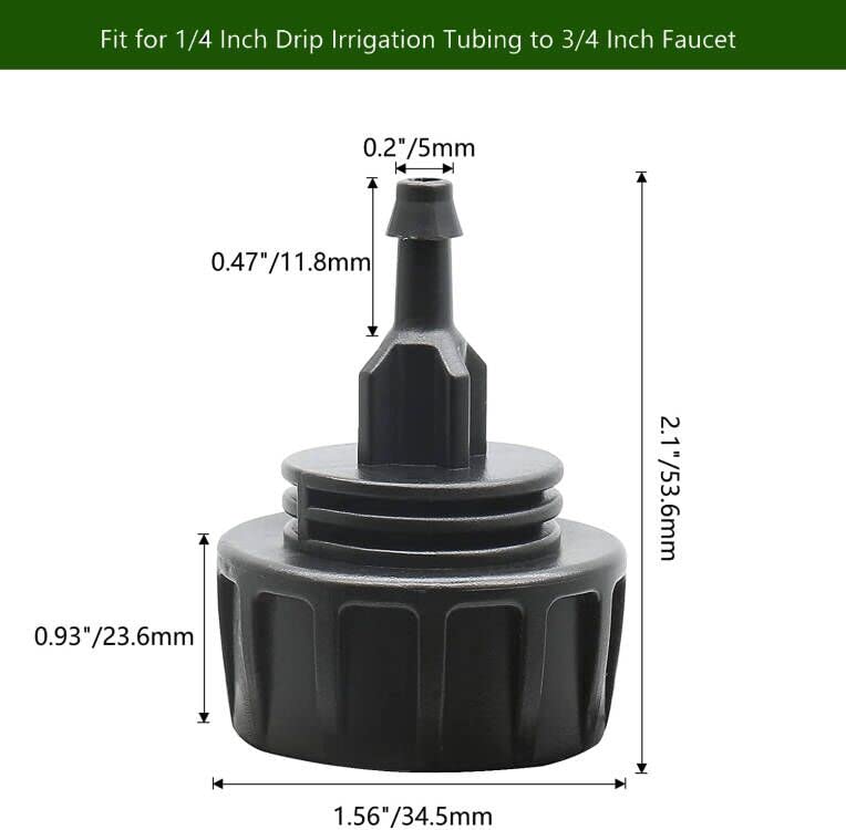 Yulaiyoen 1/4 inch drip tubing adapter for reliable insertion into standard irrigation lines.