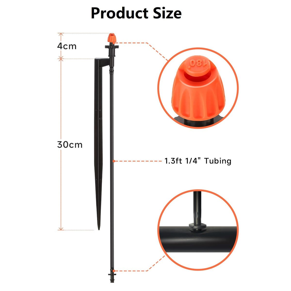 Yulaiyoen 12-inch stake with emitter ready for garden irrigation