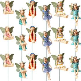 Yulejo 18-piece garden fairies enhance outdoor landscaping with charming resin figures.