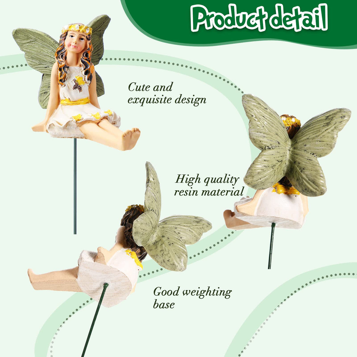 Yulejo detailed miniature fairies create focal points in beds and pots.