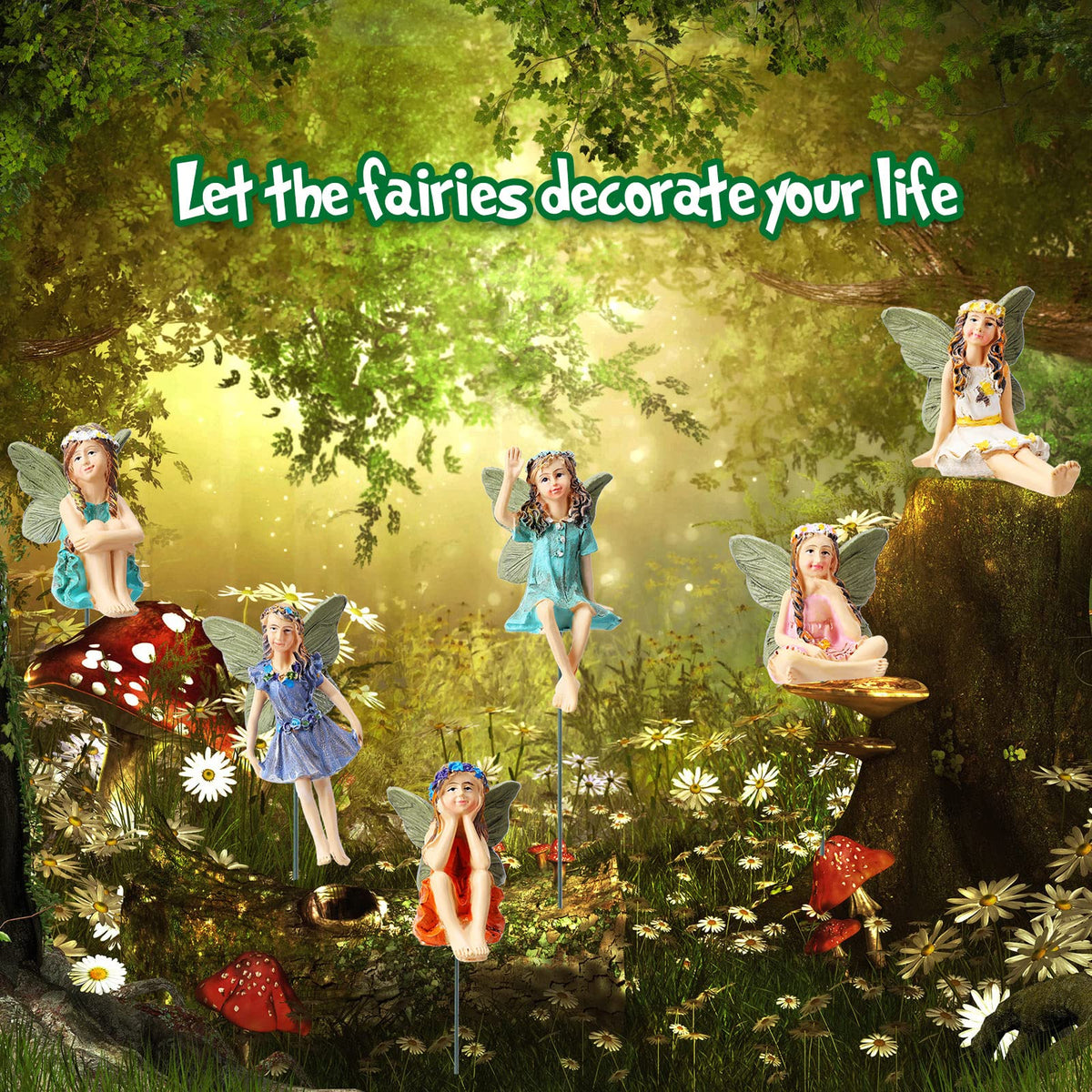Yulejo lifelike fairy figurines invite curious glances from guests and kids.