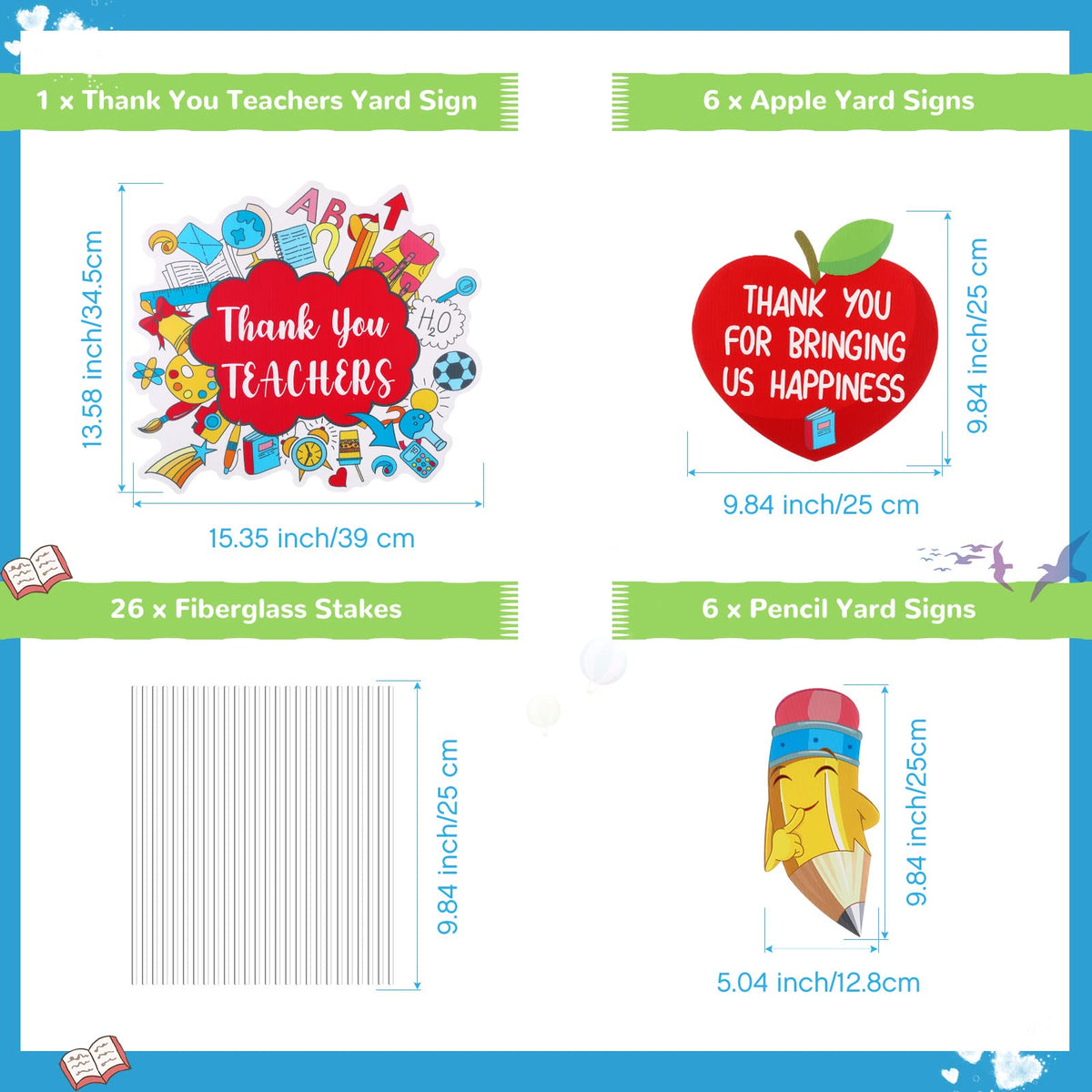 Yulejo fruit-apple yard sign adds vibrant outdoor decor for school events.