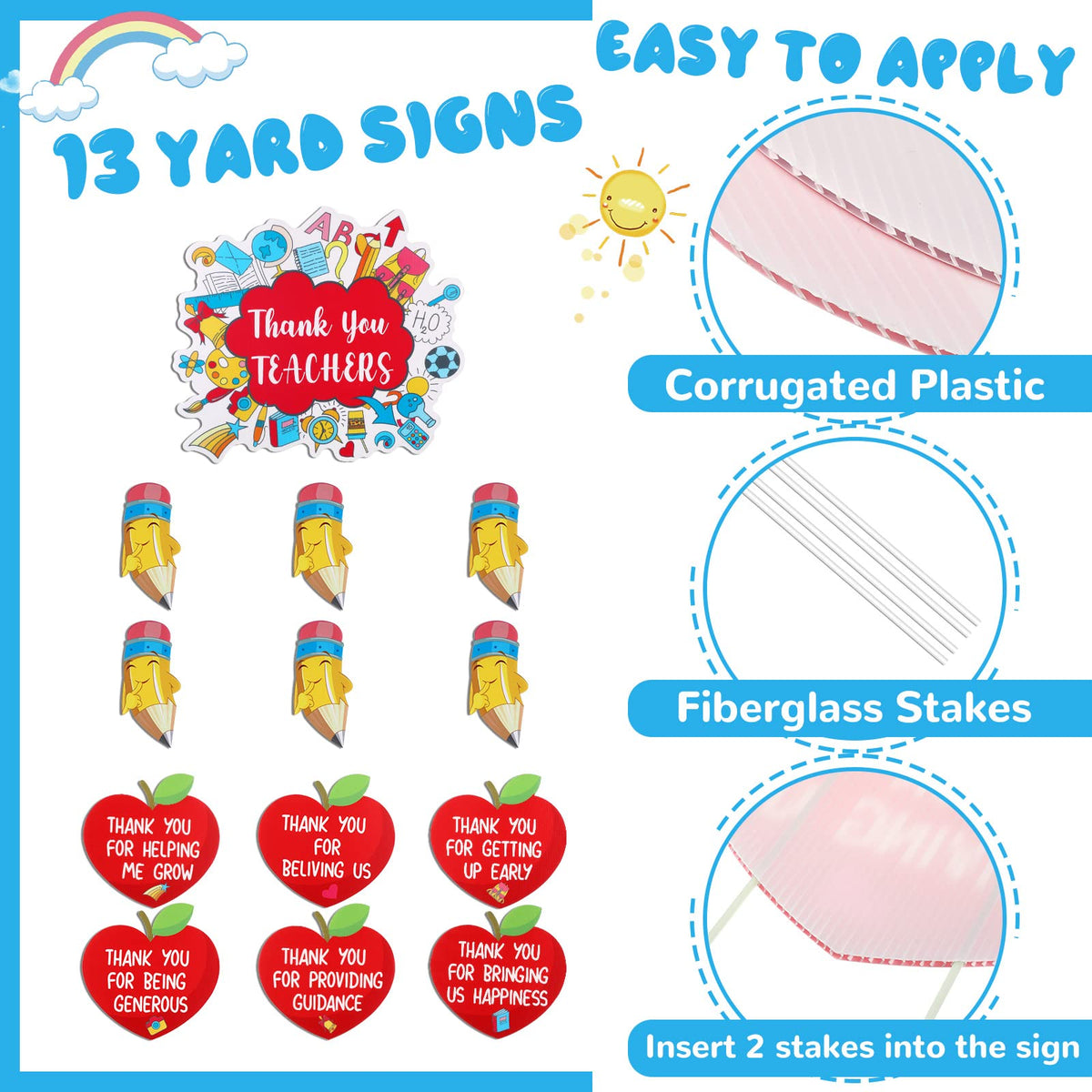 Yulejo fruit-pear yard sign provides durable, colorful yard display for campus gatherings.