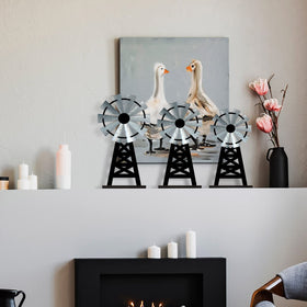 Yulejo windmill decor set creates an eye-catching focal point on shelves
