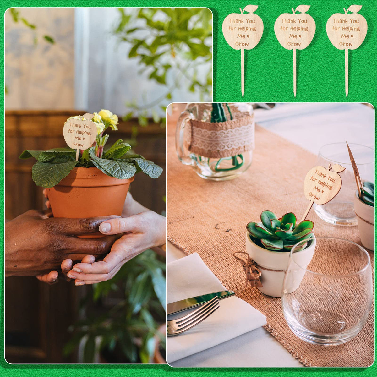 Yulejo wooden sign stake adds rustic charm to gardens and pots.