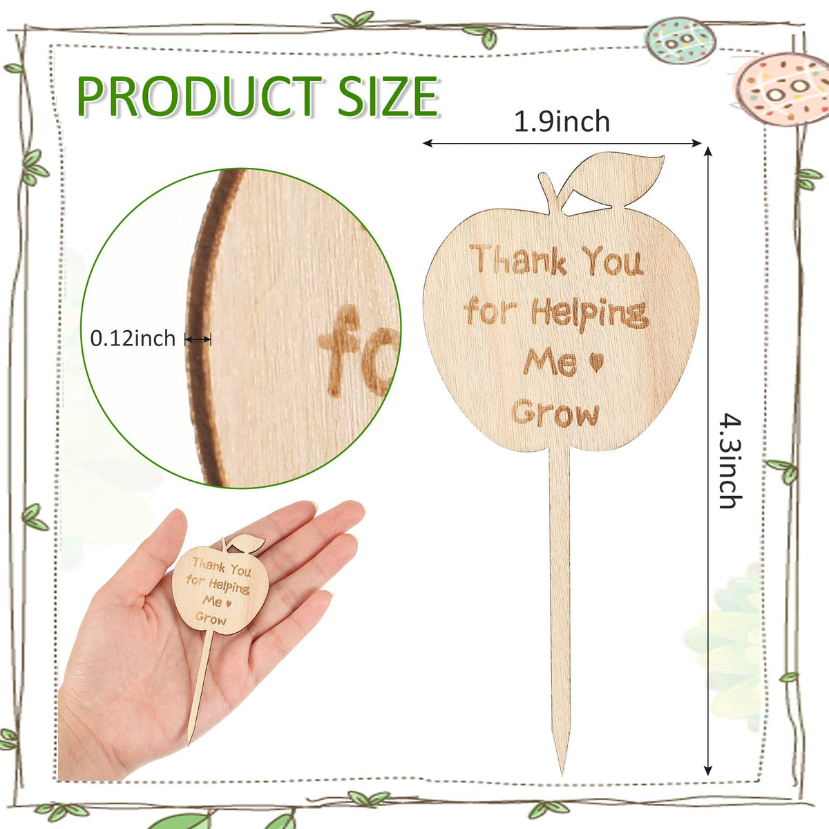 Yulejo wooden succulent label showing natural grain for charming plant displays.
