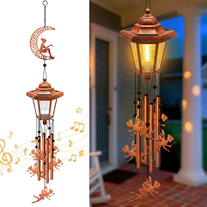 Yulloyello large solar moon wind chimes with bronze finish create outdoor ambiance