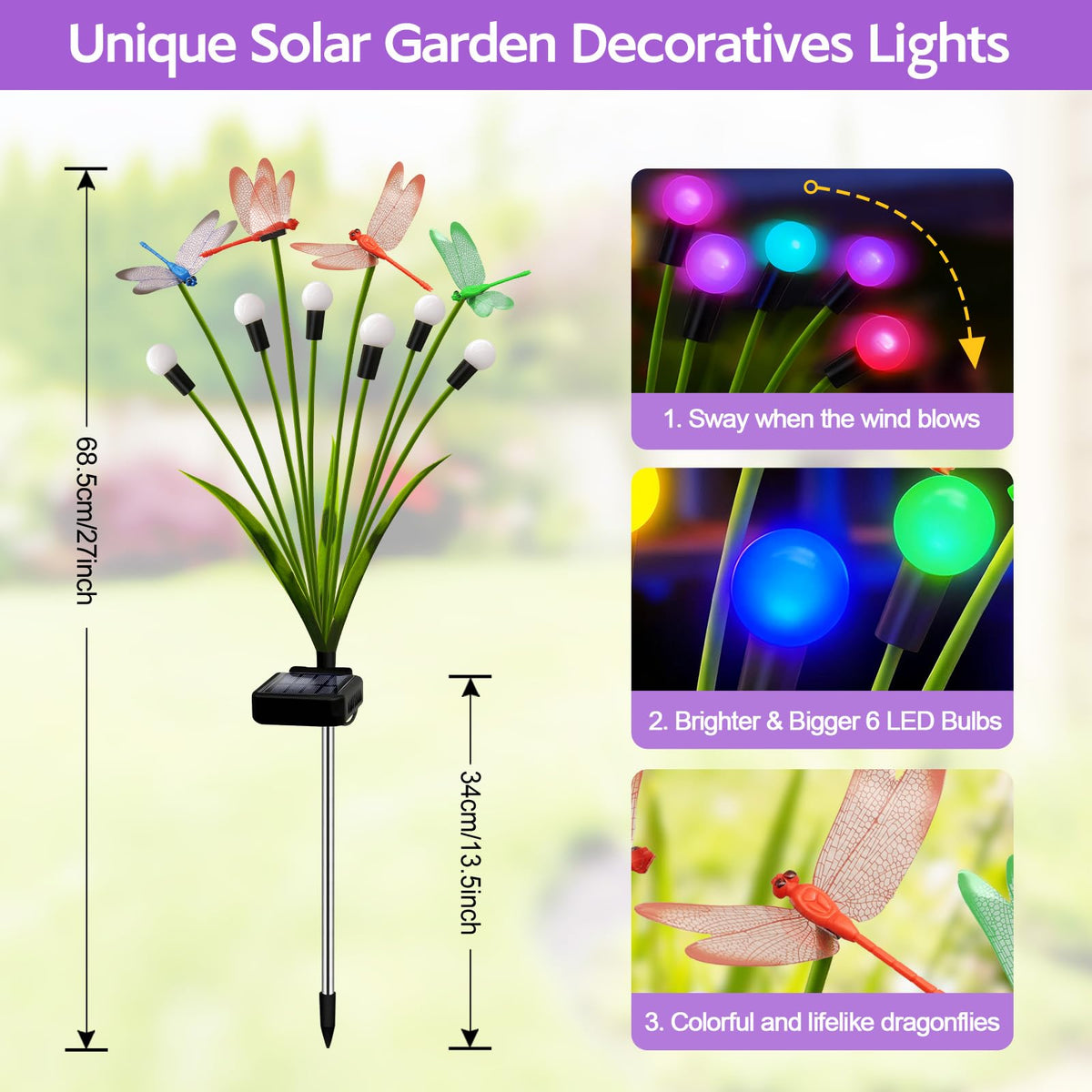Yulloyello solar firefly lights with six LEDs illuminate paths