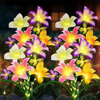 Yulloyello solar lily lights two-pack illuminate garden pathways at night
