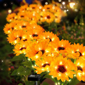 Yulloyello solar sunflower lights 2-pack for durable outdoor decor on patios and yards