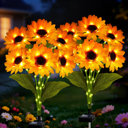 Yulloyello solar sunflower lights bouquet with 6 sunflowers providing warm garden illumination
