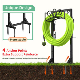 Yumatum flower-vine hose holder enhances storage and garden aesthetics.