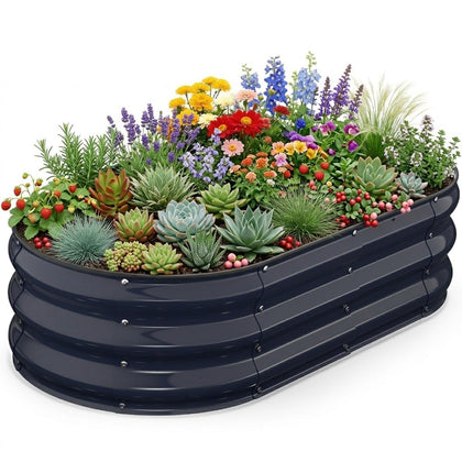Yumatum raised garden bed front view for framed entryway greenery