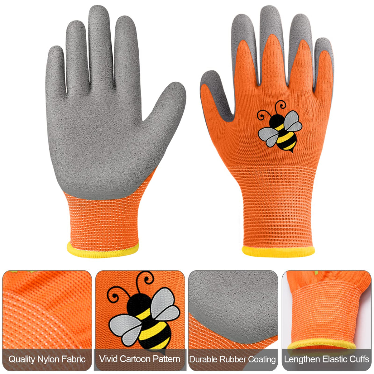 Yumoin kids garden gloves close up shows non slip texture for secure grip