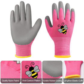 Bright color range helps children locate gloves during outdoor gardening tasks