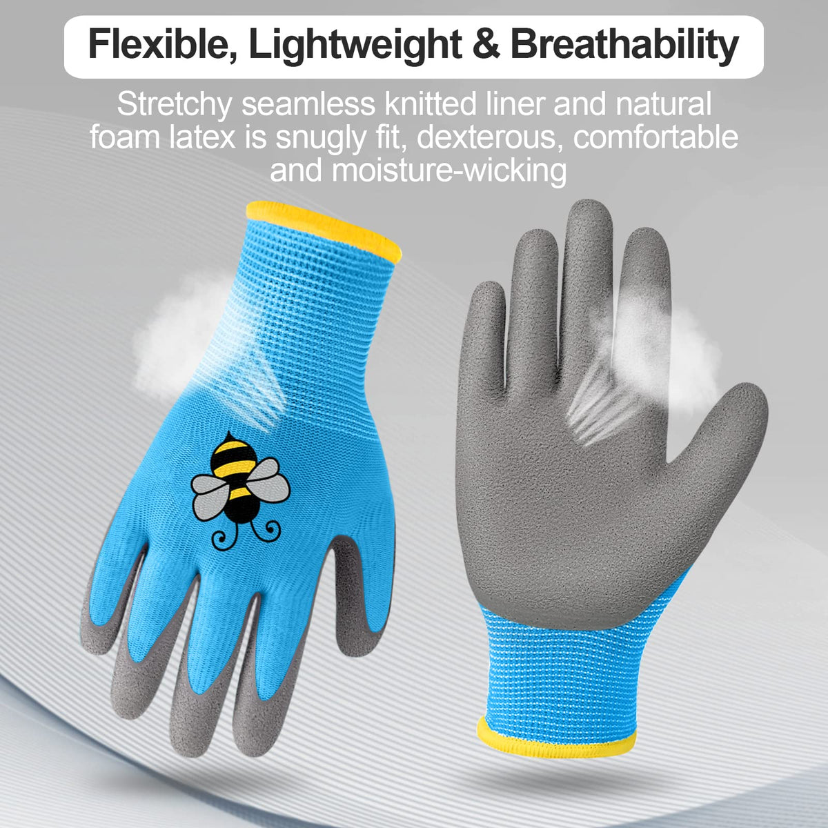 Extended elastic cuffs enable easy on and off and keep dirt out