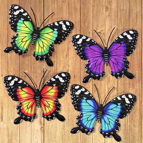 Yungeln butterfly wall art metal hanging panel adds colorful yard charm