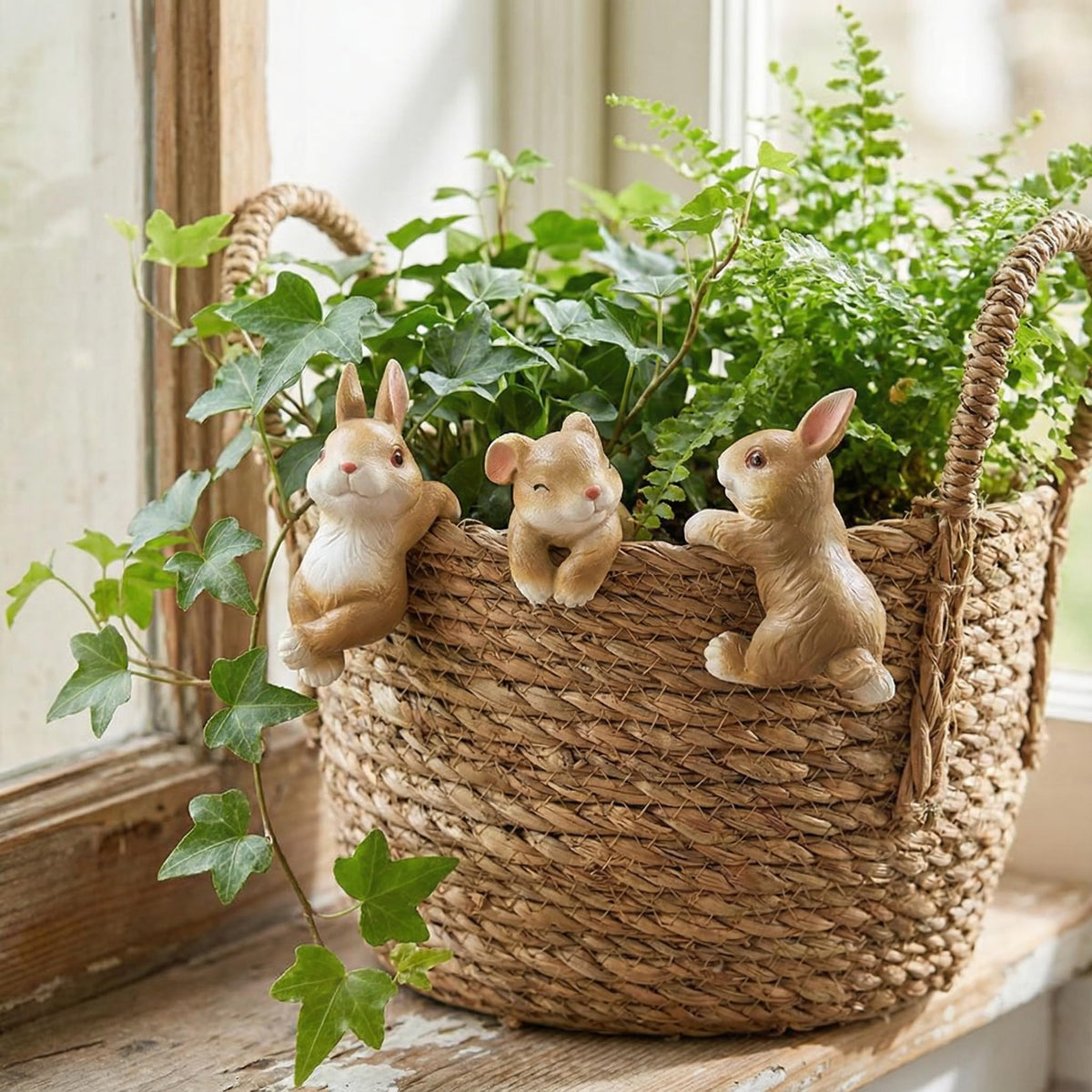 Yungeln easy-clean rabbit figure keeps pots looking fresh.