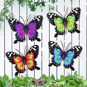 Yungeln metal butterfly wall decor four-pack brightens outdoor garden walls