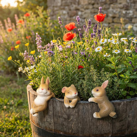 Yungeln resin rabbit figurine stays durable in sun and rain.