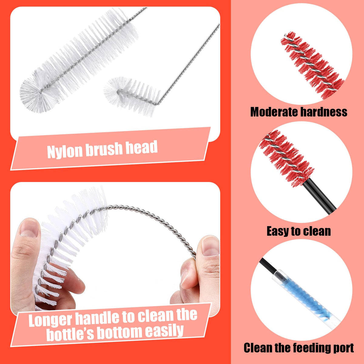 Yungyan flexible 10.24-inch brush fits long-neck bottles for easy cleaning
