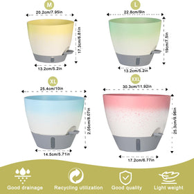 YUNLINGAA 10-inch planter with gradient finish and water level indicator for easy moisture monitoring.