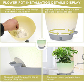 YUNLINGAA 8-inch planter with self-watering system and tray for versatile spaces.