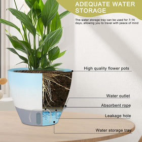 YUNLINGAA 9-inch planter with water reservoir and drainage tray for healthy roots.