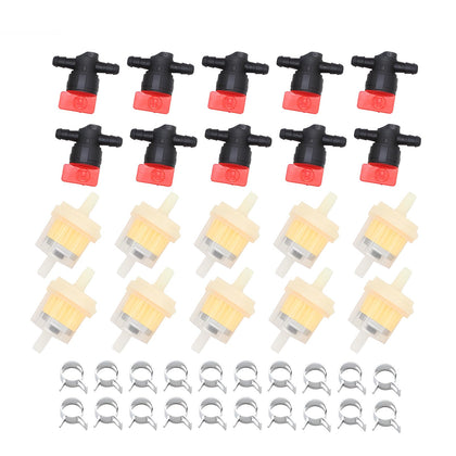 Yunnergo 1/4-inch straight inline fuel valve close-up for precise shutoff in lawn equipment