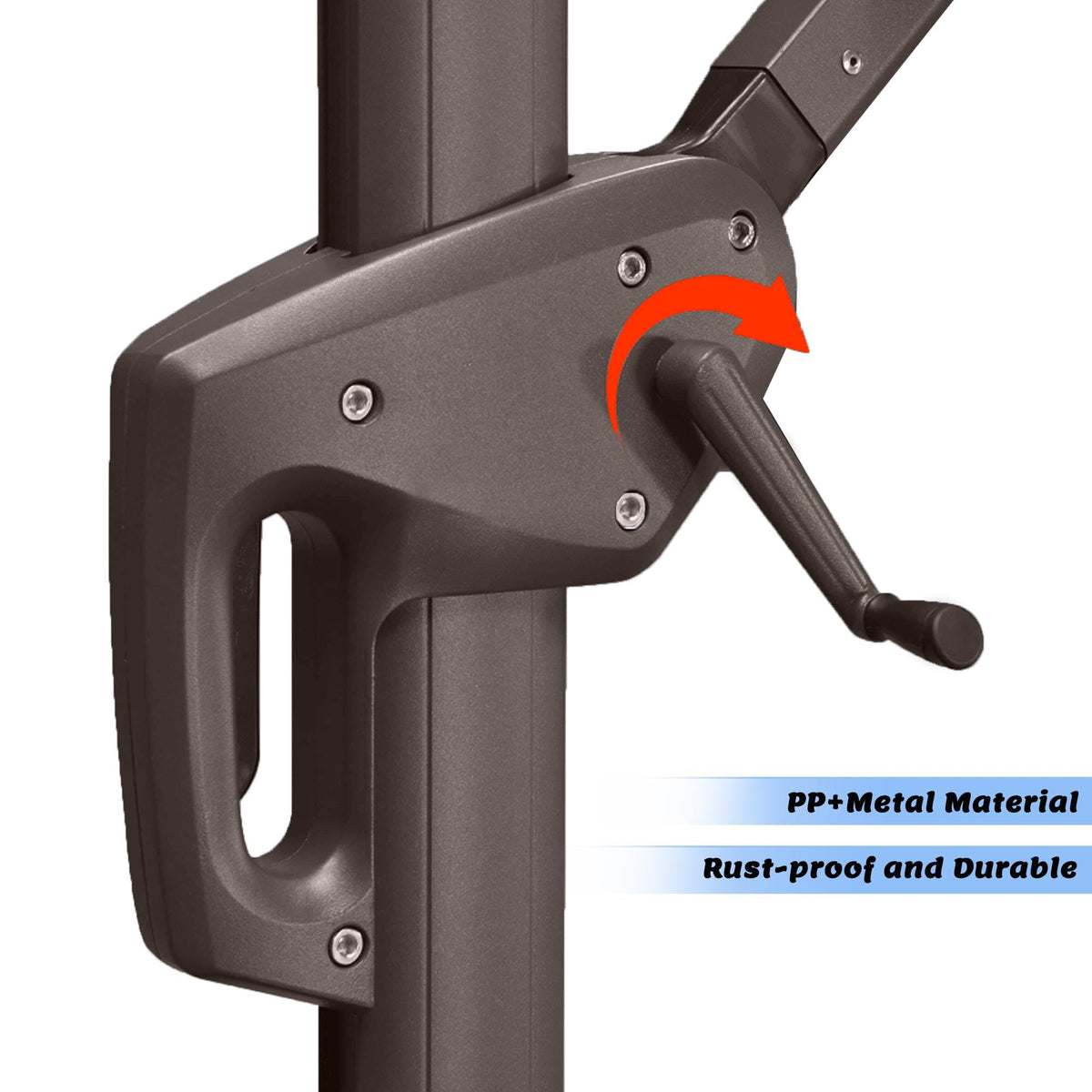 Yunsuelo umbrella crank installation makes replacement quick and simple.