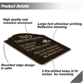 Yuntarda 12x12-inch no trespassing sign with pre-drilled holes