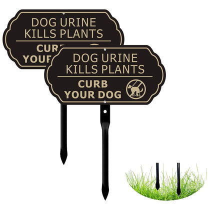 Yuntarda curb your dog sign 12x6 with stake for lawn visibility