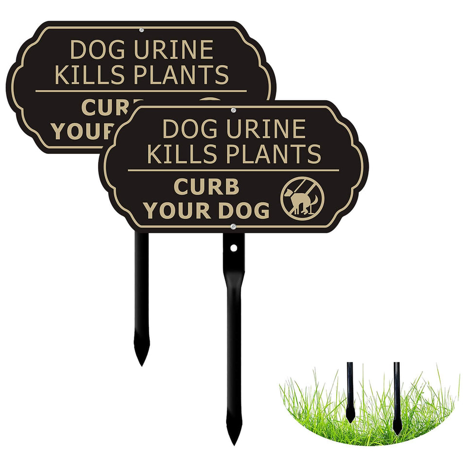 Yuntarda curb your dog sign 12x6 with stake for lawn visibility