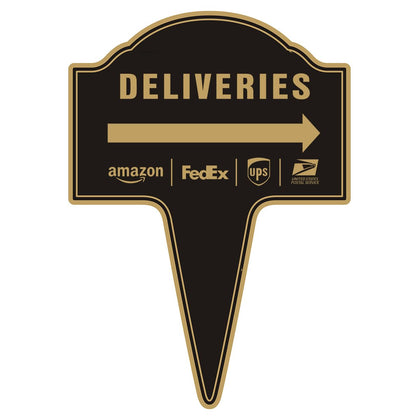 Yuntarda Deliveries Sign Arrow Right front view enhances curb visibility for delivery directions.