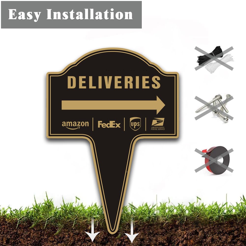 Yuntarda Deliveries Sign Arrow Right rust-free aluminum resists weather for long-term use.