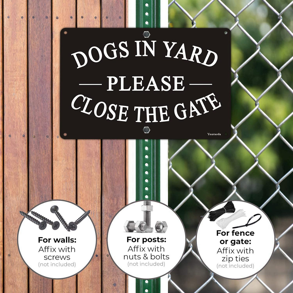 Yuntarda Dogs in Yard sign weather resistant against sun and rain
