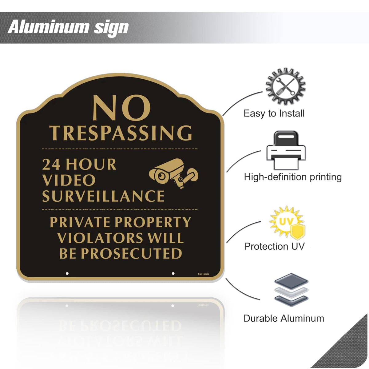 Yuntarda gold-on-black design sign for high visibility
