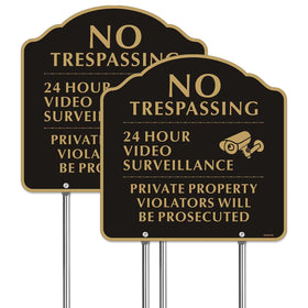 Yuntarda no trespassing sign 12-inch stake front view for property deterrence